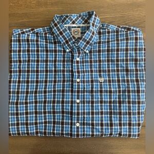 Cinch Blue and White‎ Checkered Short Sleeve Shirt Size XXL Gently Worn